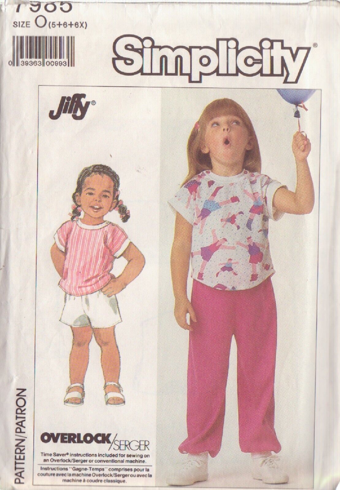SIMPLICITY PATTERN 7985 SIZES 5 & 6 CHILD'S KNIT TOP, PULL ON PANTS, SHORTS - $3.00
