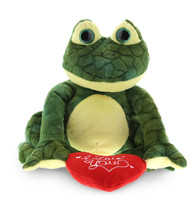 I Love You Cute Squat Frog Plush With Sweet Heart Message  6 Inches - £30.10 GBP