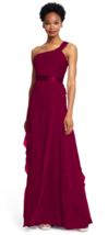 Adrianna Papell Deep Wine Draped One Shoulder Flutter Gown Formal Dress  4 - $158.40