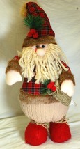 Folk Art Stuffed Standing Santa Claus Christmas Holiday Decor - £31.14 GBP