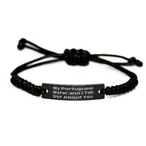 My Portuguese Water and I Talk. Black Rope Bracelet, Portuguese Water Dog Engrav - £19.01 GBP