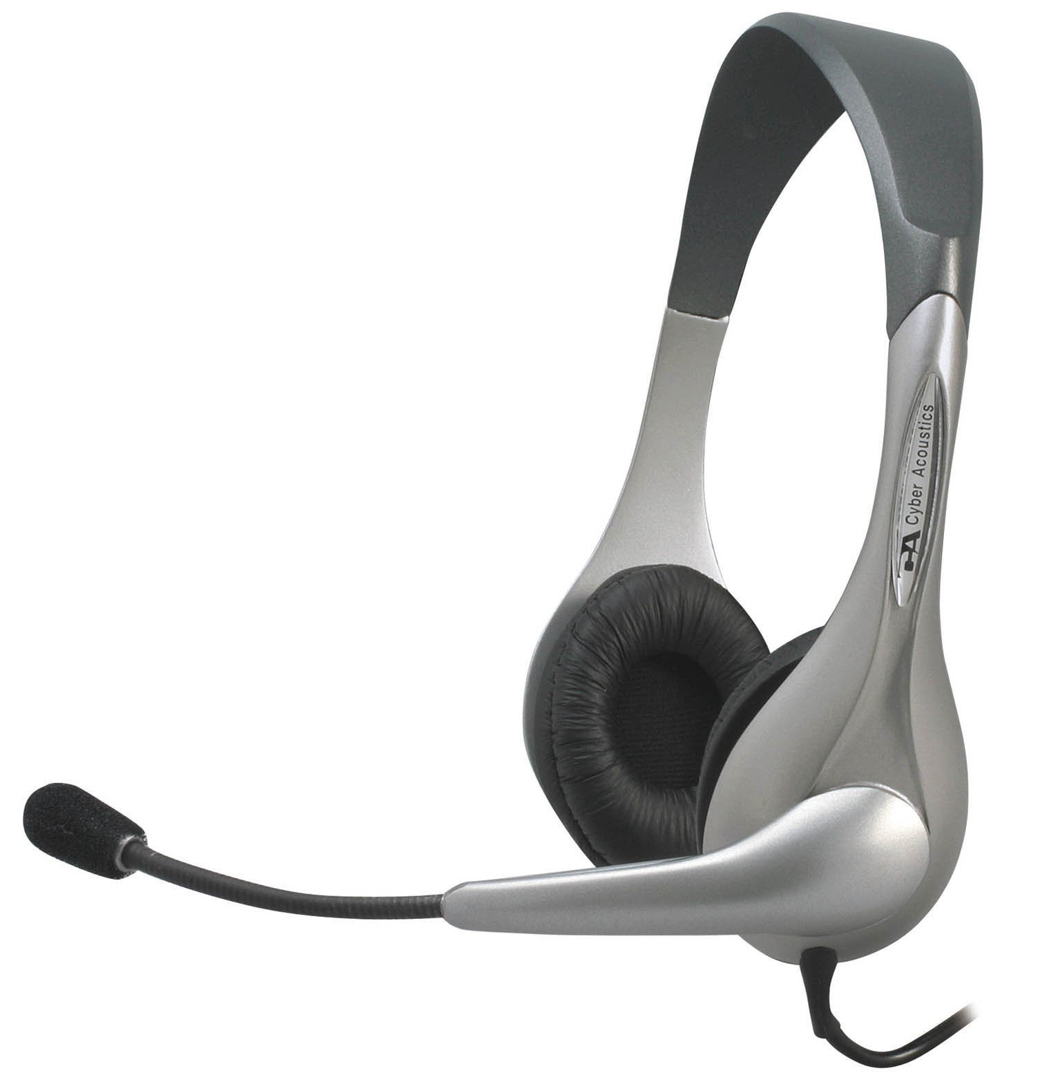 Cyber Acoustics AC-202B Silver Stereo Headset &amp; Microphone - $17.96