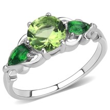 Round and Pear Cut Green CZ Irish Envy Ring Stainless Steel TK316 - £12.82 GBP