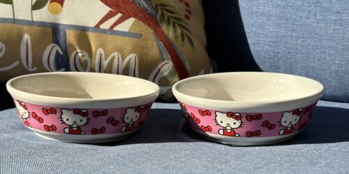 Primary image for Pair of 2023 Hello Kitty Ceramic Pet Dog or Cat Bowls New 5.5” Food Water Dishes
