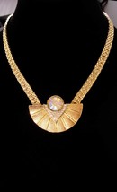 Vintage Deco style Signed chokernecklace - Large golden rhinestone choker - cost - £91.92 GBP