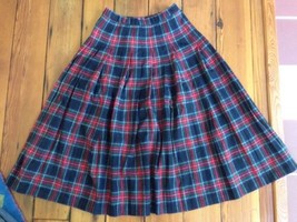 Vintage Pendelton Scottish Black Stweart Tartan Plaid Pleated Kilt Skirt 6 USA - £31.14 GBP