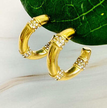 Lovely Bamboo Sparkle Hoop Earrings - $25.00