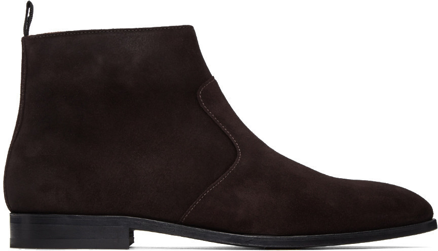 New Handmade men dark brown side zip ankle boot, Men genuine suede ankle boot