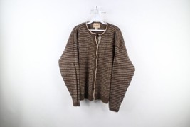 Vintage 90s Woolrich Womens Size Large Wool Flower Ribbed Knit Cardigan Sweater - £59.63 GBP