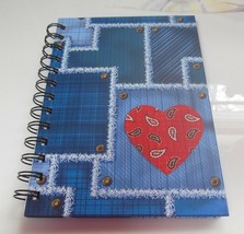 Punch Studio Wire-Bound Hardcover Journal Notebook Denim, Paisley Heart Look - £14.00 GBP