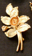 Avon Burnished Rose Pin Floral Leaf Figural Brooch Rose Gold Plated ✿ VTG 1970s - £15.50 GBP