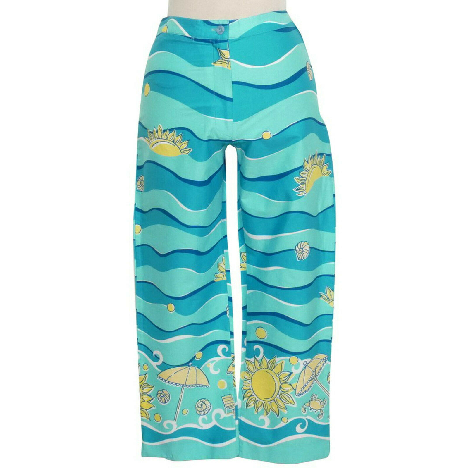 LILLY PULITZER Blue Stretch Cotton Poplin Lilly Capri B &amp; T Beach Pants - $59.99