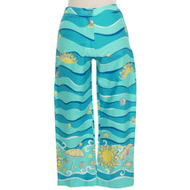 Lilly Pulitzer Blue Stretch Cotton Poplin Lilly Capri B &amp; T Beach Pants - £47.95 GBP