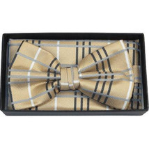 Men Bow Tie Hankie Set Formal Event For Tuxedo or Business Suit #BT27 Beige image 2