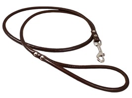 STG Round Genuine Rolled Leather Dog Leash 52&quot;x3.8&quot; Brown For All Dog Unisex - £65.73 GBP