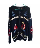 Crazy Horse Liz Claiborne Nautical Sailing Zipped Sweater Cardigan Size ... - £26.23 GBP