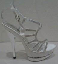 Brianna Leigh Size 9.5 M RENEE White Satin Heels Sandals New Womens Shoes - £109.74 GBP