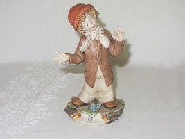 Vintage Porcelain Capodimonte Figurine Boy w Hat Scarf Coat Bisque Signed - £47.47 GBP