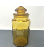 Vintage MCM Amber Glass Apothecary Large Canister Panel Thick Glass Jar ... - $889.08 MXN