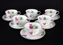 Rosenthal Helena Sweet Pea Cups and Saucers Selb Germany Set of 6 - £106.66 GBP