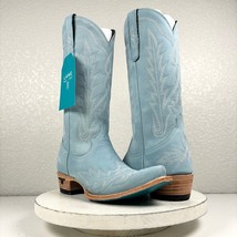 Lane LEXINGTON Light Blue Cowboy Boots Ladies 7 Leather Western Style Snip Toe - £174.09 GBP