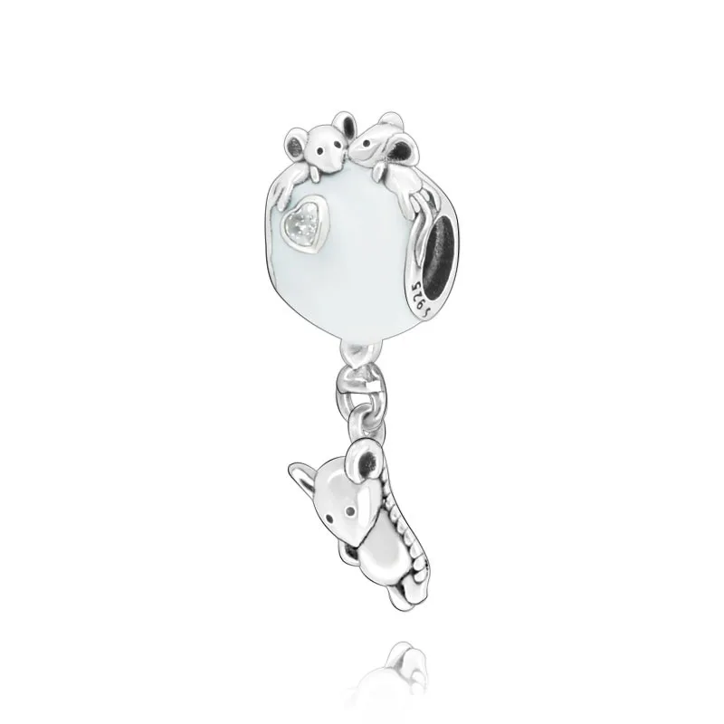 Play ClAic 925 Sterling Silver A Mouse Elephant Bear and Balloon Dangle Charms f - £23.37 GBP