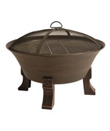 Fire Pit 26 Inch Cast Iron Deep Bowl Fire Pit With Cooking Grid, Weather... - $210.76