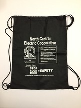 Black Drawstring Bag Book Bag Backpack &quot;North Central Electric Cooperative&quot; - £4.42 GBP