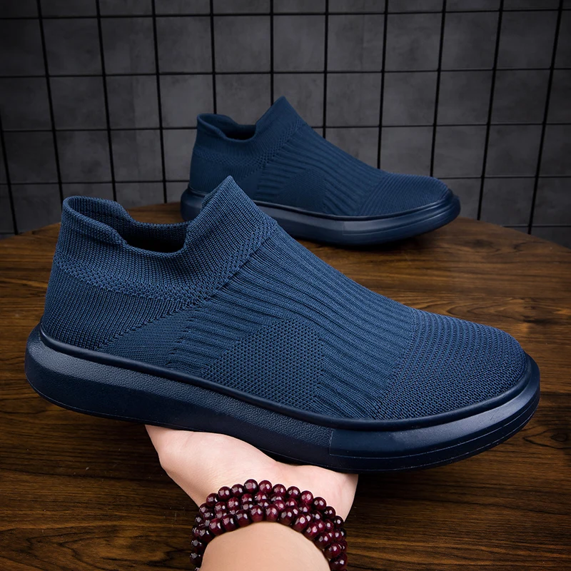 New Men&#39;s Mesh Elastic Fashion Casual Shoes Round Toe Platform Couple Socks Snea - £43.19 GBP