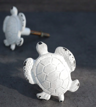 Pack Of 6 Aged White Nautical Marine Sea Turtle Drawer Cabinet Door Pull Knobs - £36.19 GBP