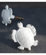 Pack Of 6 Aged White Nautical Marine Sea Turtle Drawer Cabinet Door Pull... - £36.16 GBP