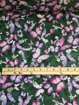 Hoffman Fly Freely Pat 7762 - Butterflies on Green Quilt Fabric by the 1... - $5.31