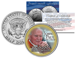 Pope John Paul Ii The Great 2005 Jfk Half Dollar Colorized Coin Blessed &amp; Loved - £6.87 GBP