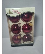 Christmas by Krebs Ornaments Burgundy Black Cherry Glass with Crowns Set... - $8.90