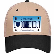 I Love Connecticut Novelty Khaki Mesh License Plate Hat - $28.99