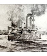 Admiral Cervera Ship Destruction Spanish War 1899 Victorian Print DWV7B - $40.99 CAD