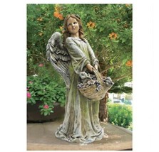 24” Tall Angel Statue Carrying Basket Of Rabbits And Flowers(dt) J16 - £633.08 GBP