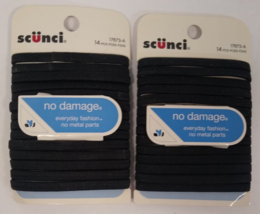 Scunci No-Damage Black Hair Ties Flat Design All Day Hold 14 Ea  2-Packs... - £9.42 GBP