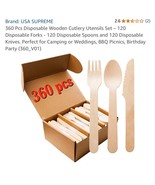 360 Pcs Disposable Wooden Cutlery Utensils Set – 120 Disposable Forks ha... - €29,98 EUR