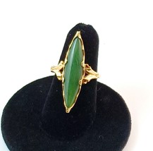 Estate Antique Art Nouveau Jade &amp; 10k Gold Marquise Ring - $777.15