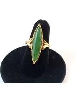 Estate Antique Art Nouveau Jade &amp; 10k Gold Marquise Ring - £609.36 GBP