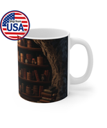 Cozy Bookshop Bookshelf Mug Library Shelves Coffee Cup Gift for Book Lovers - $15.56