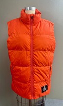 New With Tags Calvin Klein Jeans Orange Puffer Vest Size Medium Retails $128 - £59.20 GBP