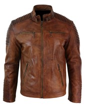 Mens Brown Vintage Antique Cafe Racer MC motorbike Leather jacket - Fast... - £93.25 GBP