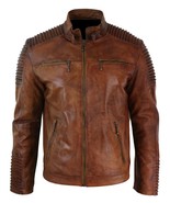 Mens Brown Vintage Antique Cafe Racer MC motorbike Leather jacket - Fast... - £93.57 GBP
