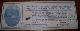 VINTAGE LOWE BROTHERS HIGH STANDARD PAINTS ADVERTISING INK BLOTTER UNION... - $4.94
