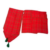 Vintage Christmas Holiday Set Red Green Plaid Table Runner 6 Placemats N... - $74.79