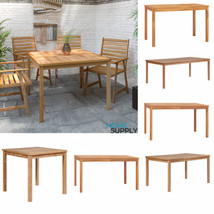 Outdoor Garden Natural Wooden Dining Table Solid Teak Wood Patio Tables 9 Sizes - £190.61 GBP+