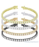 4mm Round Cut Cubic Zirconia CZ Crystal Tennis Bracelet in .925 Sterling... - $1,445.47 MXN+