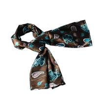 Blancho Dark Brown Paisley &amp; Flower Pattern Elegant Extremely Soft Silk Scarf... - £21.42 GBP